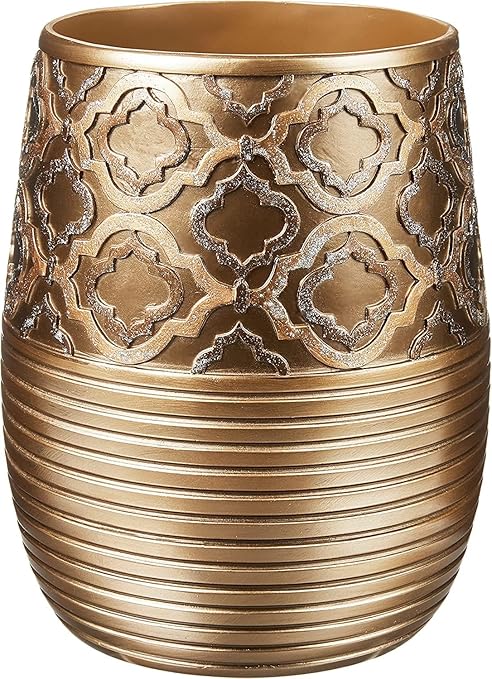 Zahari Home Decorative Trash Can for Bathroom Office &amp Bedroom - 2.1 Gallons Stylish &amp Small Trash Can for Dorms Desktop &amp Restroom - Chic Waste Basket for Compact Spaces Spindle