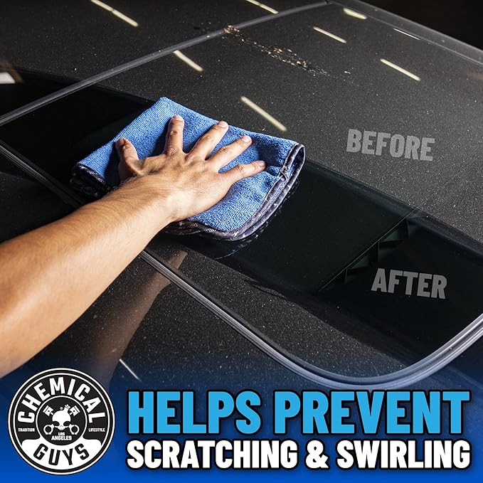Chemical Guys Professional Grade Premium Microfiber Towels for Cars Blue 16 x 16 Ultra-Soft and Scratch-Free Car Detailing Cloths for Trucks Motorcycles and More - 12 Pack
