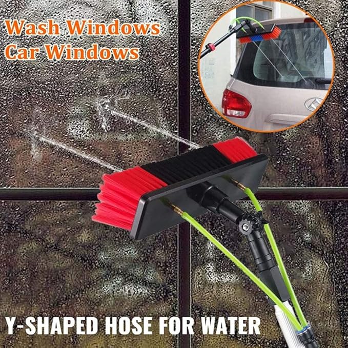 Cleaning Brush Window Cleaning Pole Photovoltaic Solar Panels and Window Cleaning Pole Water/Hose Fed Extendable Pole Window Cleaning Brush Equipment9M/29Ft-30Cmbrushhead