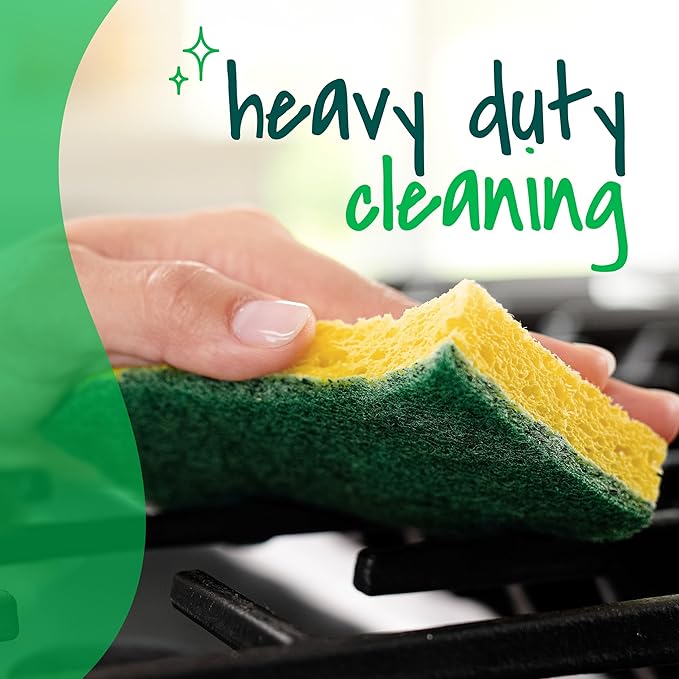 Scotch-Brite Heavy Duty Scrub Sponge 45 Kitchen Sponges Designed for Tough Messes in The Kitchen That Last 3X Longer* Best for Cast Iron Skillets and Outdoor Grills Flexible Durable and Strong