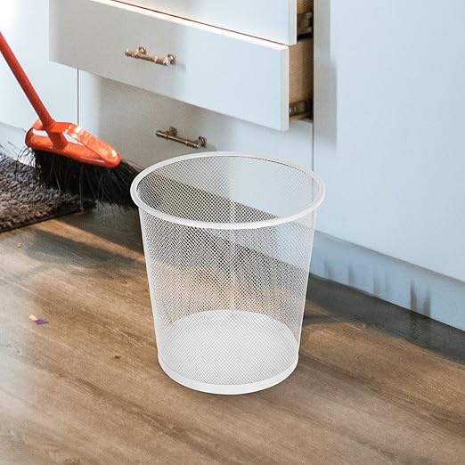 Mesh Iron Wire Desktop Garbage Can Medium Metal Wastebasket with Wide Opening for Office Home Desk Trash Bin Stylish Narrow Design