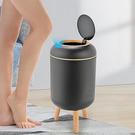 Pukomc Smart Sensor Wastebasket Convenient and Hygienic Easy to Use Technology Sensor Waterproof Wastebasket Plastic Trash can for Kitchen Bathroom Bedroom Living Room Office and Outdoor Black