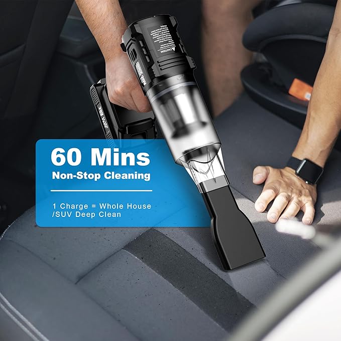 Car Vacuum Cordless 35000PA Strong Suction Handheld Vacuum with 2 Detachable Batteries 60Min Runtime Portable Vacuum Cleaner for Car Detailing Pet Hair Home Couch &amp Office 350ML XL Dust Cup