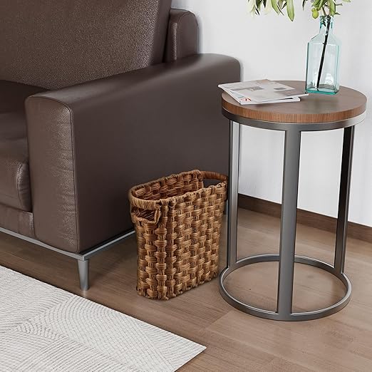 Brown Wicker Waste Basket with Built-in Handles - Multifunctional Mini Wicker Trash Can for Home and Office - Compact Design and Durable Construction with Fine Artisanal Craftsmanship
