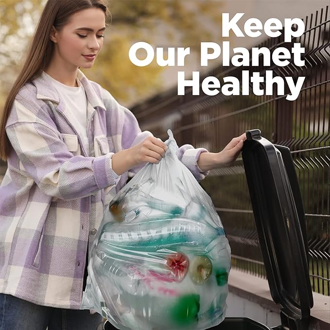 ToughBag 40-42 Gallon Trash Bags 2.5 Mil Contractor Bags Heavy Duty Large Trash Can Liners Recycling Trash Bags 33 x 48 (50 COUNT/CLEAR) - Made in USA