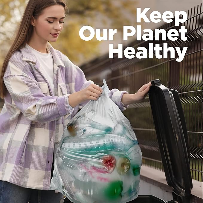 ToughBag 55-60 Gallon Contractor Trash Bags 2.5 Mil Heavy Duty Clear (50 Count) – Made in USA