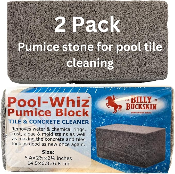 Pool-Whiz Pumice Stone for Pool (2-Pack) | Pool Tile &amp Concrete Cleaner | Pumice Stone for Cleaning Spas Water Features &amp Bathroom Floors | Cleaning Block for Rust &amp Stains by Billy Bucks