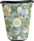 Personalized Vintage Floral Waste Basket - Double Sided (Black)