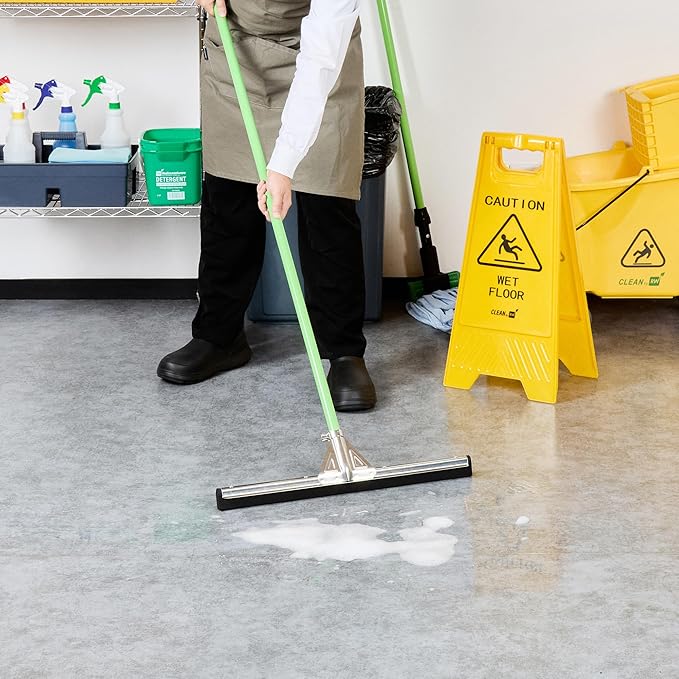 Restaurantware-SQUEEGEE ONLY: Clean Tek Professional 21.75 Inch Floor Squeegee 1 Broom With Double Rubber Blade - Handle Sold Separately Heavy-Duty Steel Wiper For Concrete Floor