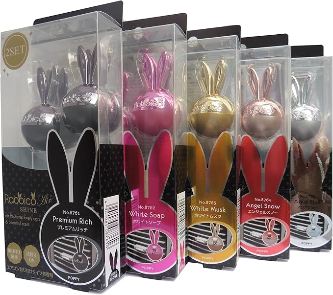 Unit of 4 Rabbico Air Shine Car air freshener Angel Snow scent Vent clip 2 Boxes with 2-unit per box Angel Snow scent is a Luxurious floral fruity blend complemented by amber and vanilla scents