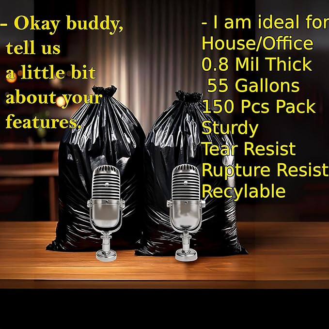 150 Count | 55 Gallon Trash Bags | 150- Pack | Heavy Duty Trash Bags | Heavy Duty Garbage Bags | Black Garbage Bags | Large | 20 Micron