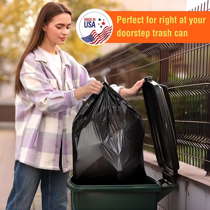 Delxo 55-60 Gallon Black Trash Bags 150 Count – Medium Duty Contractor Garbage Bags Thick Durable &amp Puncture-Resistant Plastic – Made in USA for Kitchen Yard Office &amp Party