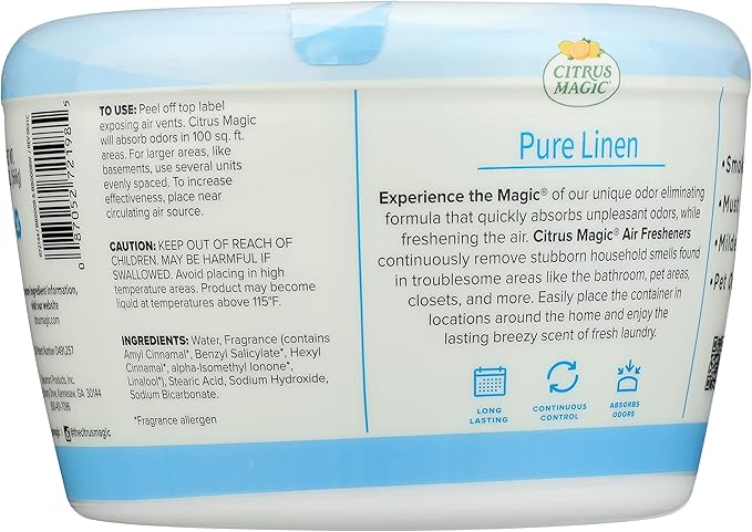Citrus Magic Odor Absorbing Solid Air Freshener Pure Linen 20-Ounce Pack of 2