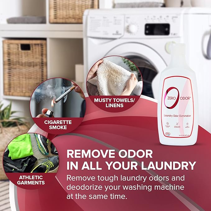 Zero Odor Multi-Purpose Household Odor Eliminator Trigger Spray 8oz Two Pack - Laundry Odor Eliminator and Deodorizer 16 Ounces(3-Pack)
