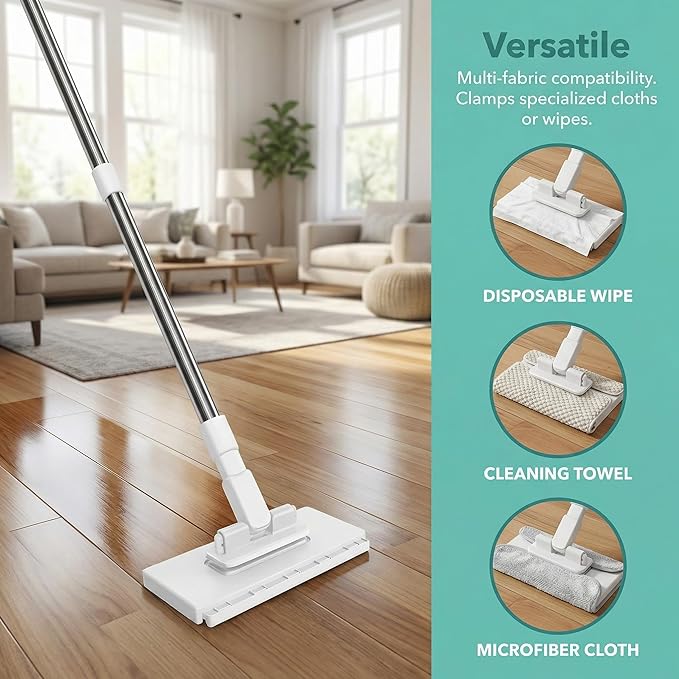 2026 New Lazy Mop Clip-on Reusable Mini Mop Comes with 4 Reusable Cloths Automatic Cloth Change  Suitable for Wet and Dry Use Zero-Touch Cloth Operation Suitable for Floors and Walls