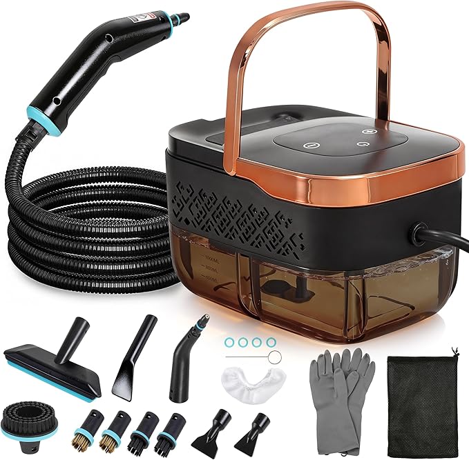 BEAMNOVA Handheld Steam Cleaner Car Steamer for Auto Detailing High-Pressure Multi-Purpose Steam Cleaning Machine 42 oz for Car Interior Kitchen Bathroom Grout &amp Tile Floors Rose Gold