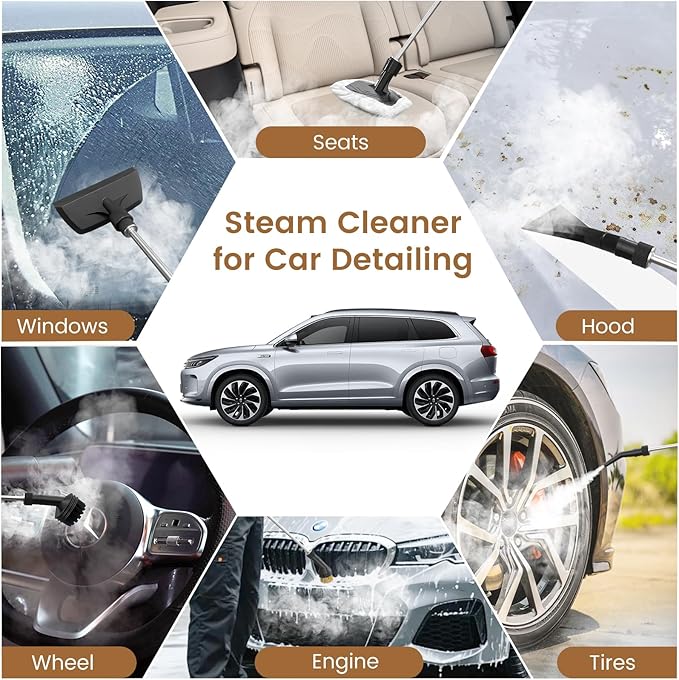 2500W Handheld Steam Cleaner 3-Level Adjustable Steam Cleaner for Home with 21 Accessories Multipurpose Portable Steamer Cleaning for CarFloorFurnitureTileGroutCouchFast Heat-Up (Green)