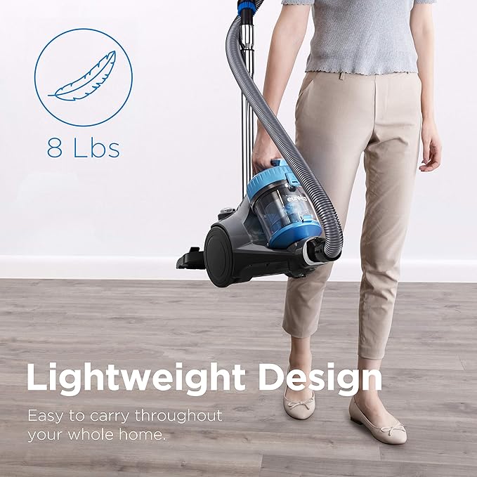 Eureka WhirlWind Bagless Canister 2.5L Vacuum Cleaner Lightweight Vac for Carpets and Hard Floors NEN110A Blue