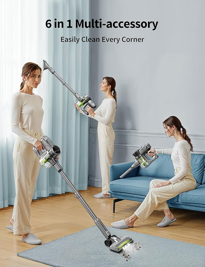 kalado Cordless Vacuum Cleaner 250w 26000pa Stick Vacuum Cleaner LED Display Screen Detachable Battery Suitable for Hard Floors Carpets Pet Hair