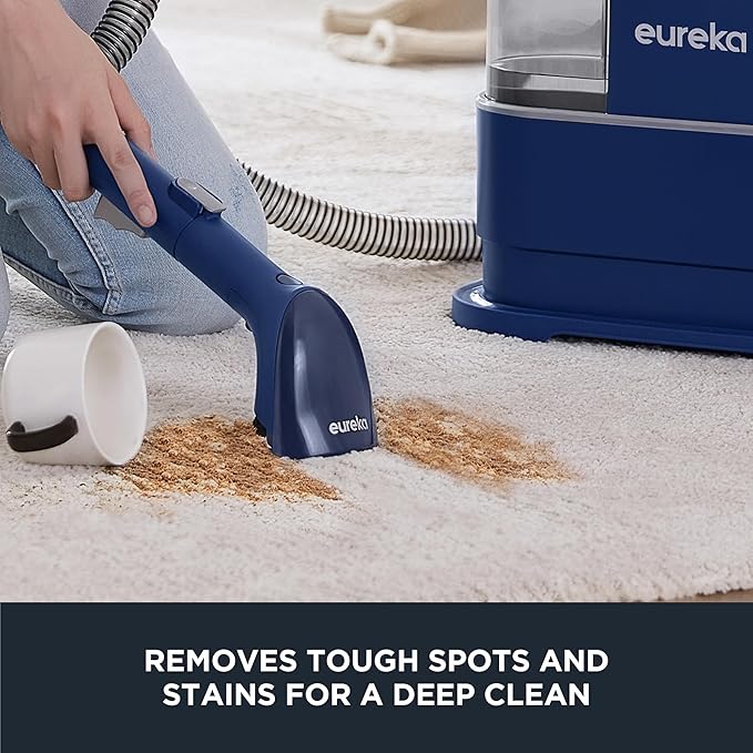 EUREKA Portable Carpet and Upholstery Cleaner Spot Cleaner for Pets Stain Remover for Carpet Area Rugs Upholstery Coaches and Car 50.7oz Large Water Tank NEY100 with Cleaning Formula Blue