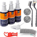 Heavy-Duty Oven Grill &amp Fryer Cleaner Kit – 3 Bottles (32 fl oz Each) + Trigger Sprayer + 2 Steel Sponges + 2 Wire Brushes + 1 Big Wire Brush – Commercial Grade Grease Remover