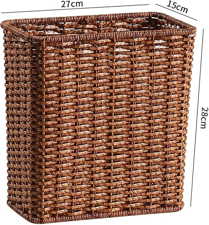 Yajuyi Trash Can Storage Basket Wastebasket Garbage Bin for Office Home Living Room Toilet Dark Brown