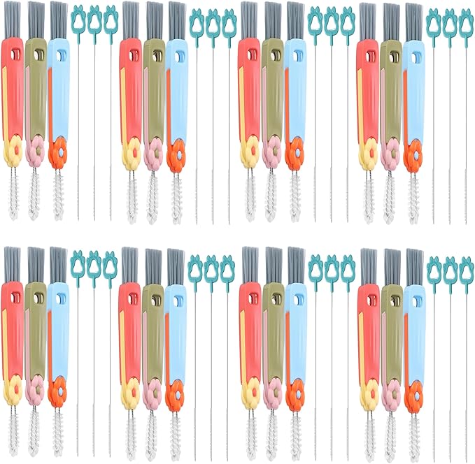 48PCS 4-in-1 Bottle Brush Set Cup Cleaning Brushes with Straw Cleaners Multifunctional Crevice Cleaning Kit for Water Bottles Tumblers Glassware Baby Bottles &amp Lids – Easy Hang Storage BPA-F