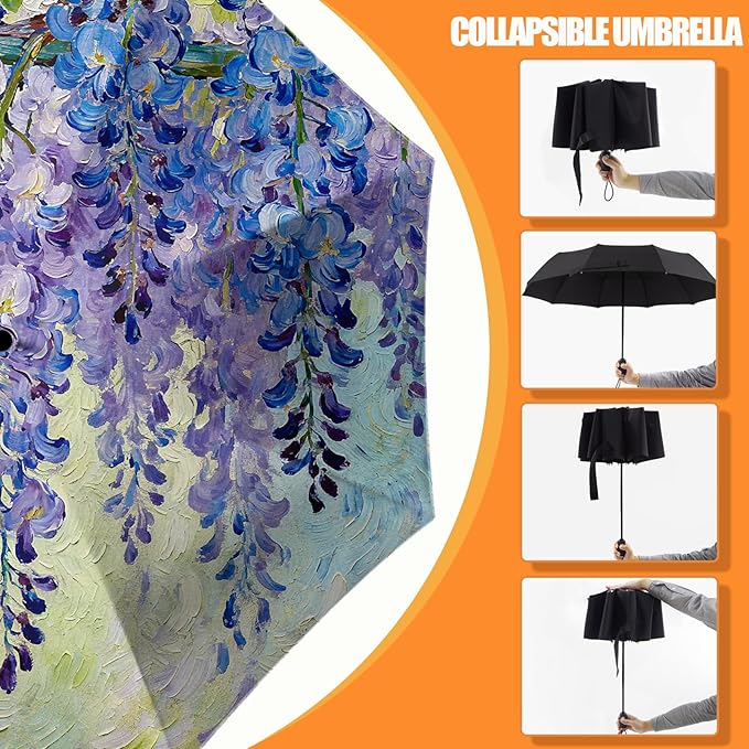 Small Compact Travel Automatic Folding Umbrella for Women Portable Lightweight Rain Wind UV Sun Shade