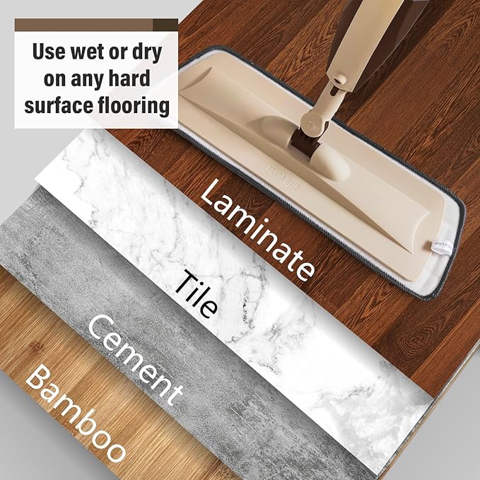 Mops for Floor Cleaning 50 inch Spray Mop with 400ml Refillable Bottle and 2 Replacement Pads Dry Wet FloorCleaning Household or Commercial Use for Hardwood Laminate Tile Ceramic (Brown)