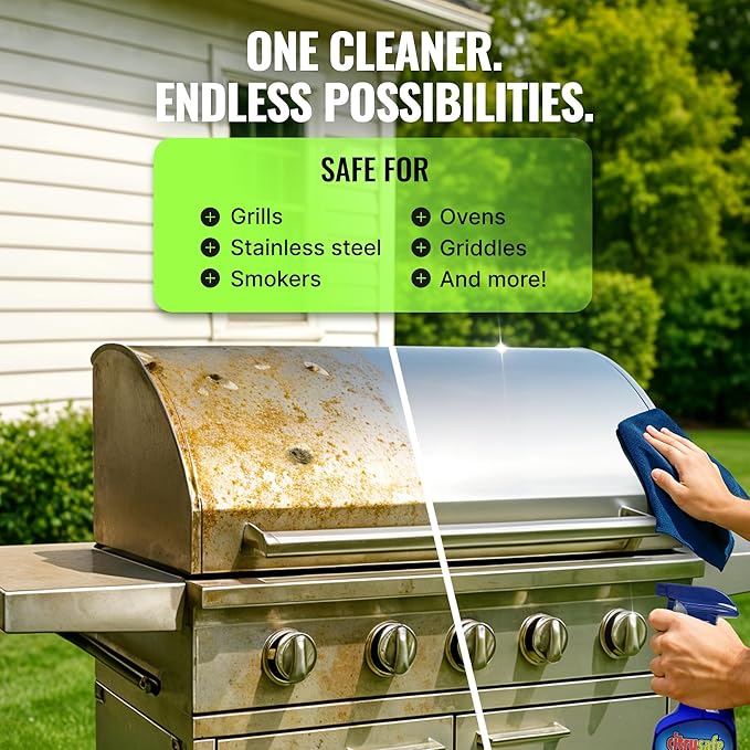 Citrusafe Grill Cleaning Kit - BBQ Cleaner Exterior Cleaner Grill &amp Griddle Scrubber 3CT Microfiber Towel
