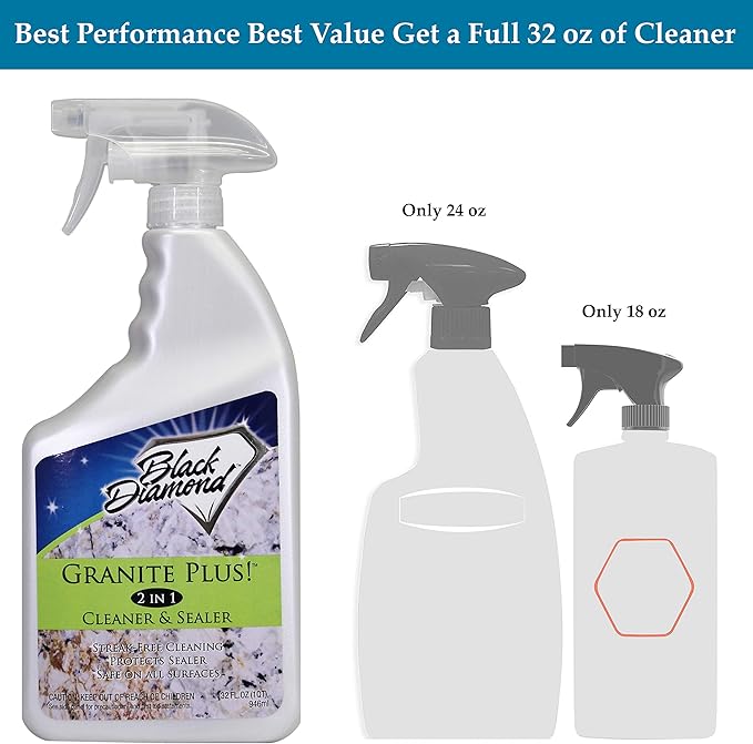 Black Diamond Stoneworks GRANITE PLUS! 2 in 1 Cleaner &amp Sealer for Granite Marble (1-G1-QT) Granite Sealer: Seals and Protects Granite Marble. 1-QT