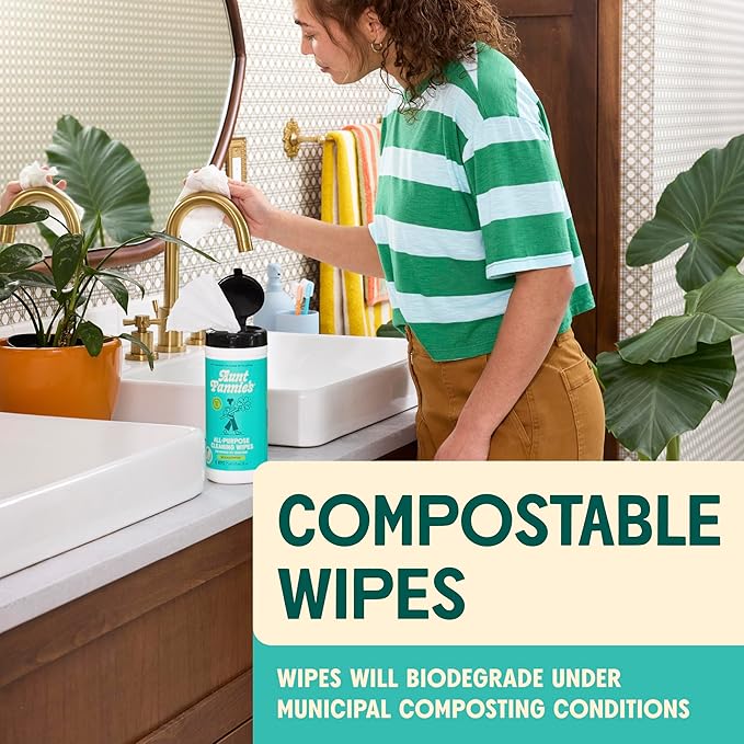 Aunt Fannie's Whole Home Cleaning Bundle: All Purpose Spray Floor Cleaner Glass &amp Window Cleaner Multi-Surface Wipes Carpet Refresher