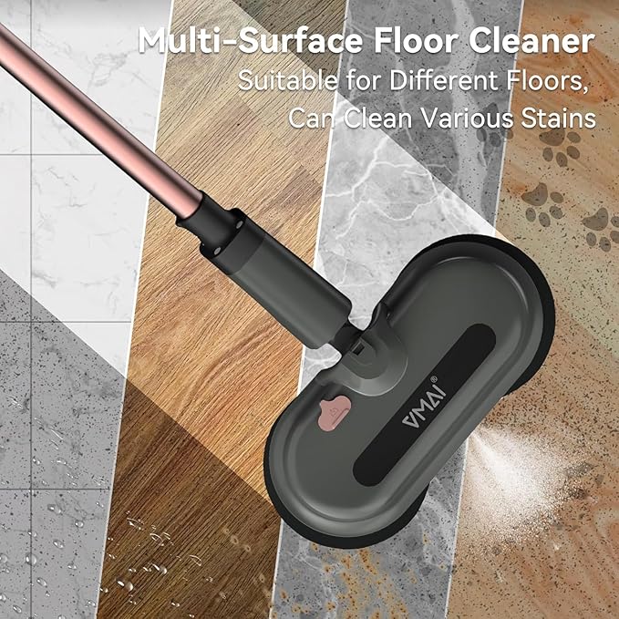Cordless Electric Mop Electric Floor Cleaner with Water Sprayer &amp LED Headlights Up to 60 mins Lasting Time Powerful Spin Mop with Extendable Tube Self-Propelled Floor Cleaning Solution inclu