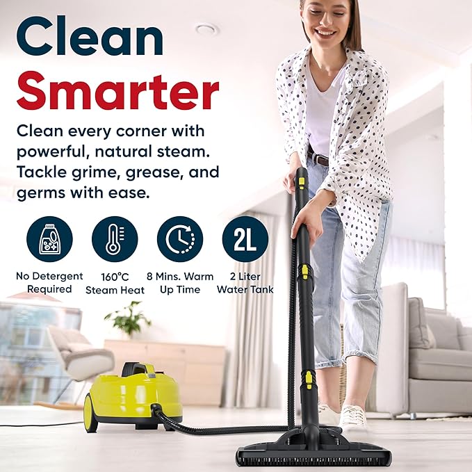 Heavy-Duty Steam Cleaner for Home &amp Car – High-Pressure Chemical-Free Deep Cleaning System Portable Handheld Steamer with 27-Piece Kit for Tile Grout Floors Ovens &amp Upholstery