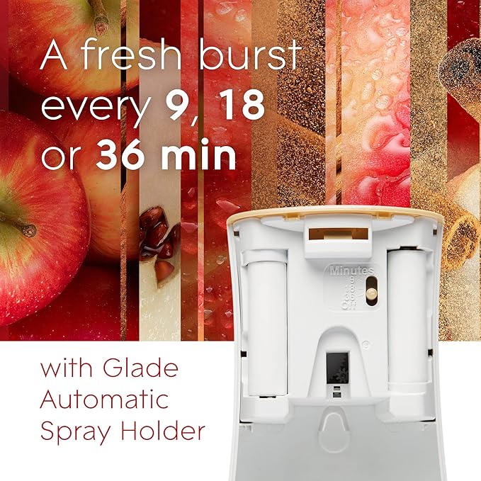 Glade Automatic Spray Refill Air Freshener for Home and Bathroom Apple Cinnamon 6.2 Oz (Pack of 4)