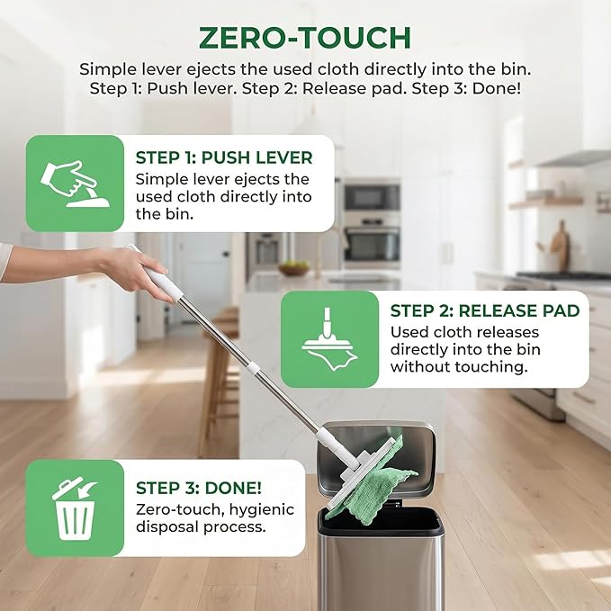 Cloth Changing mini mop Lazy mop Disposable dust mop with Reusable Cloth Automatic Cloth Clip and no-wash mops Multi-Surface mops for Walls Doors and Windows