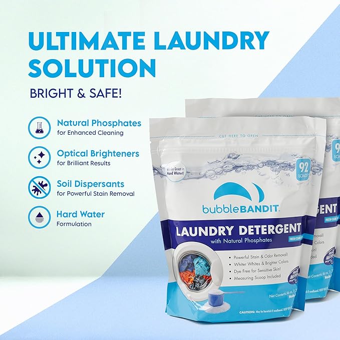Laundry Detergent Powder with Phosphate - For All Machines Fresh Clean Scent - Mess-Free - With Scoop - Safe for All Fabrics Greywater &amp Septic… (46 Ounce Pack of 2)