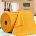 Microfiber Cleaning Cloth Roll–100 Pack Tear Away Microfiber Towels Reusable Washable Scratch-Free Kitchen Towels for Car Home Kitchen Glass Dishes(Tangerine Yellow)