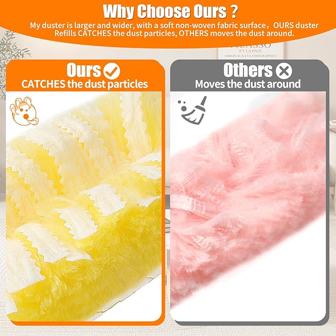 50 Count 360° Heavy Duty Duster Refills Compatible with Swiffer Larger Size-Extra Thick Electrostatic Disposable dusters Refill for Electronics Furniture Blinds Ceiling Fans Unscented