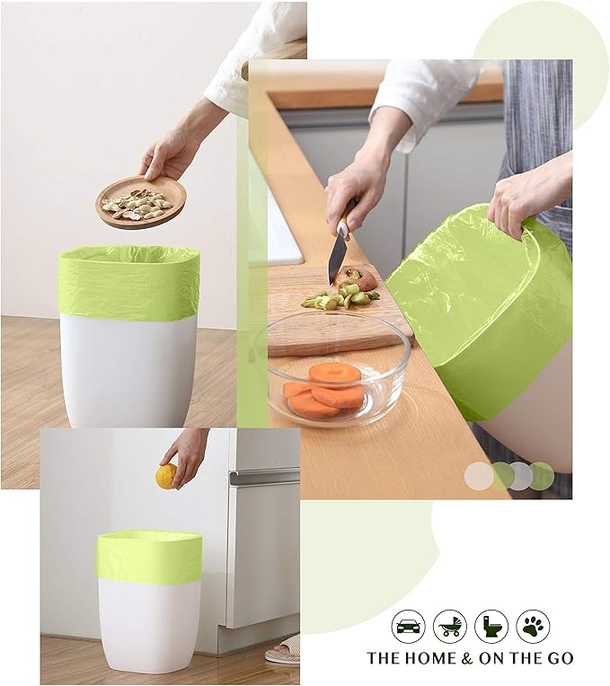 Compostable Trash Bags - FORID 8 Gallon Garbage Bags 150 Count Trash Can Liners 30 Liter Unscented Medium Wastebasket Bags for Kitchen Bathroom Home Office Garbage Can (5Rolls/Green) - Durable &amp T