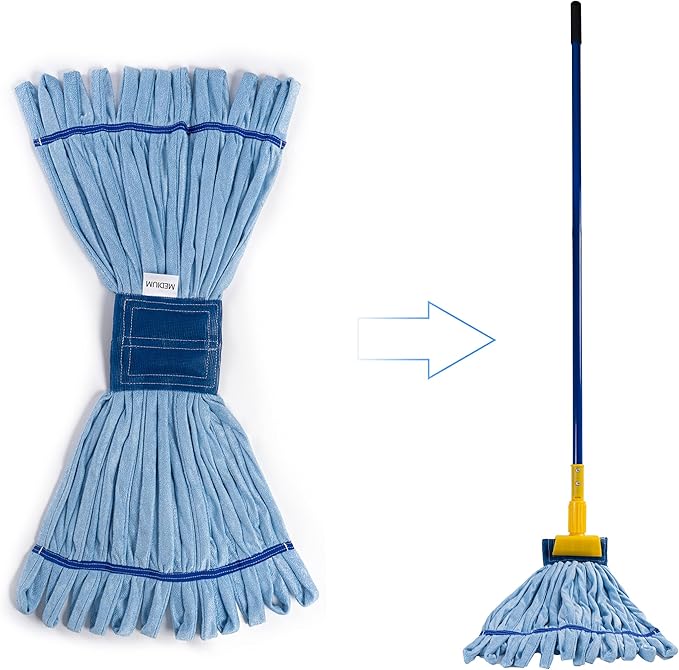 Matthew Microfiber Tube Mop(MeduimBlue12Pack) Heavy Duty Mop Head ReplacementExcellent AbsorbencyPremium launderabilityReusableLoop end for HomeCommercial&ampIndustrial Use