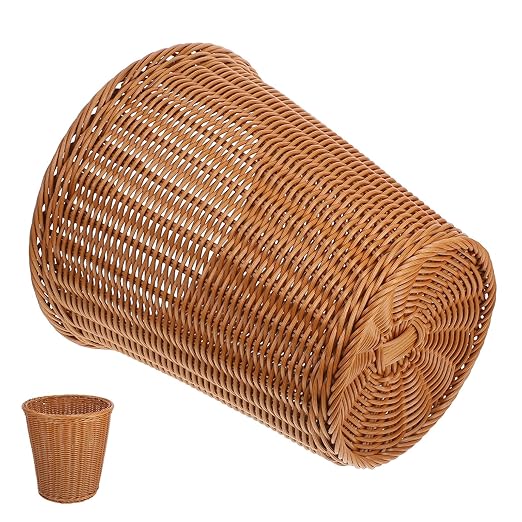 Woven Wastebasket Trash Can 29X29Cm Simulated Rattan Storage Container Home Kitchen Rubbish Bin Without Lid Decorative Trash Storage