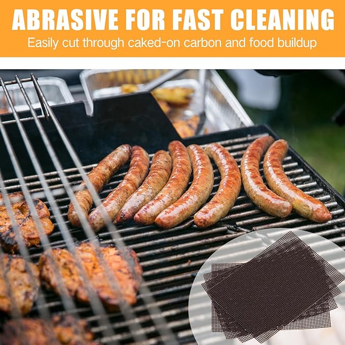 100 Pack Griddle 4x5.5'' Screen Grill Cleaning Screens Pre-treated Abrasive Mesh Pads for Flat Top Stainless Steel Griddle Cleaning Accessories Bundle