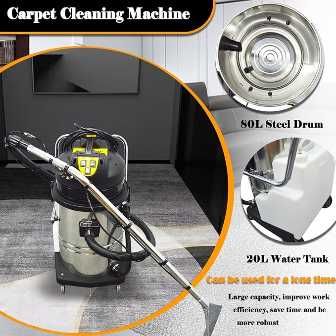 3 in 1 Carpet Extractor Machine 21.1Gal Upholstery Cleaning Machine 2000W Spraying Machine Wet/Dry Cleaning Machine with 6 Joints110V