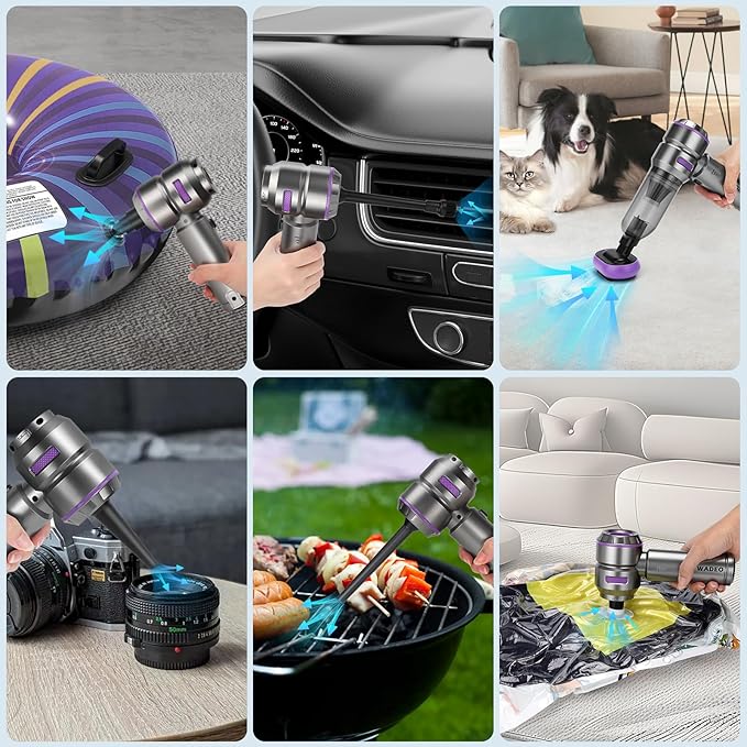 WADEO Handheld Vacuum Cordless 4-in-1 21000PA Brushless Car Vacuum &amp 210000RPM Air Duster 7500mAh Battery Air Blower Wireless Handheld Vacuum for Car Office and Home Cleaning