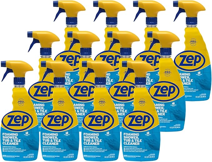 Zep Foaming Shower Tub and Tile Cleaner - 32 oz (Case of 12) ZUPFTT32 - No Scrub Formula Breaks up Tough Buildup on Contact