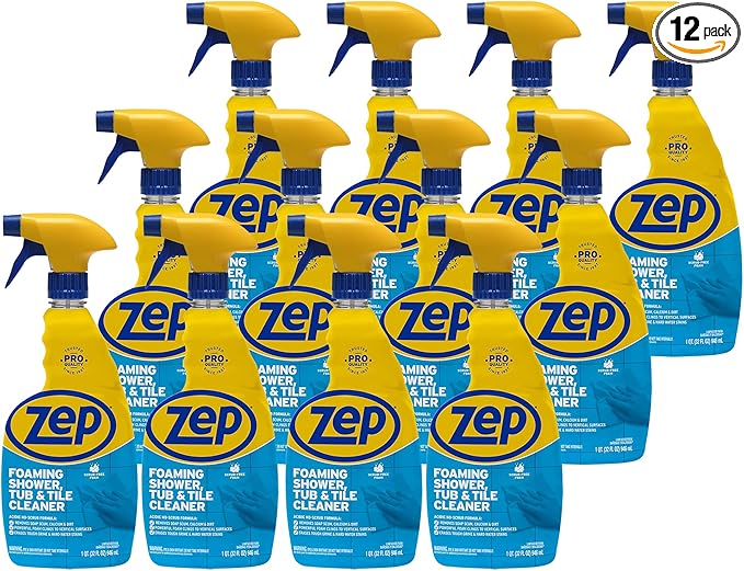 Zep Foaming Shower Tub and Tile Cleaner - 32 oz (Case of 12) ZUPFTT32 - No Scrub Formula Breaks up Tough Buildup on Contact