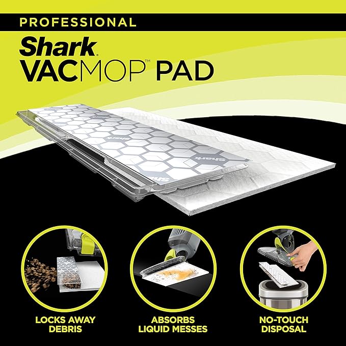 Shark VM252P10 VACMOP Pro Cordless Hard Floor Vacuum Mop with LED Headlights 12 Disposable Pads &amp 12 oz. Cleaning Solution Charcoal Gray