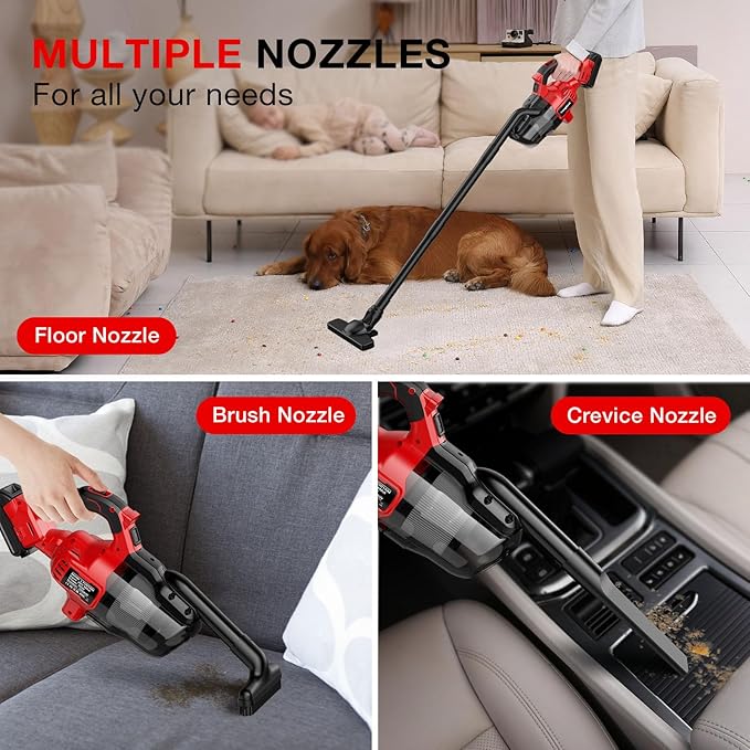 Cordless Vacuum Cleaner for Milwaukee 18V Battery Handheld Vacuum Cleaner for Home Car Hardwood Floor Carpet Portable Shop Vacuum with Washable HEPA Filter(No Battery)