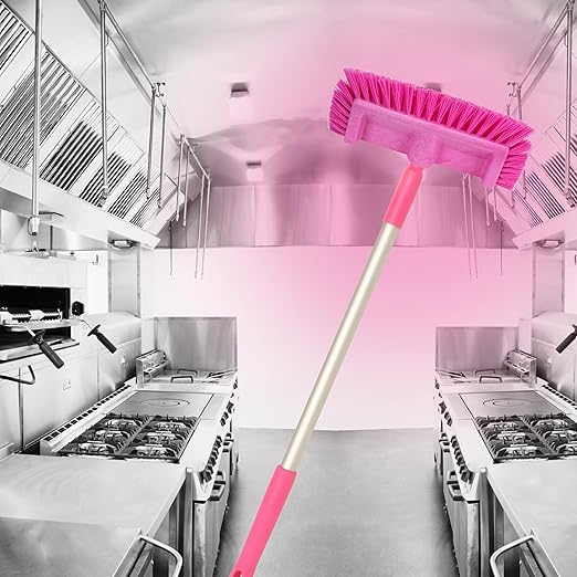 SPARTA 40422EC26 Floor Scrub Brush Head Multi-Level Dual Surface Plastic Block with Side Bristles Crimped Polyester Threaded Handle Hole Ideal for Wide and Tight Spaces BPA Free 12 Inches Pink